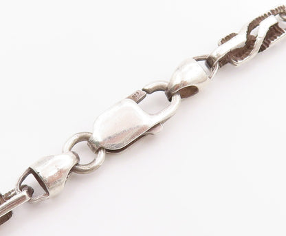 925 Sterling Silver Vintage Necklace Puffed Mariner Link Statement Chain  NE4626