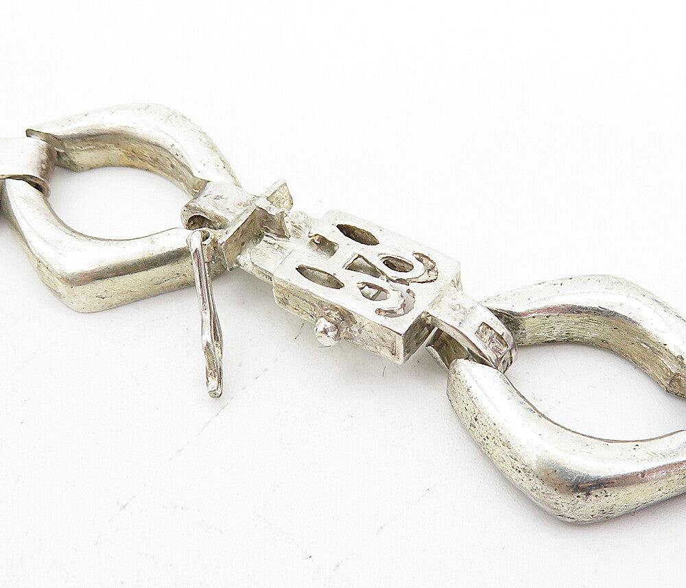 925 Sterling Silver  Vintage Smooth Open Hinge Link Chain Necklace  NE1336