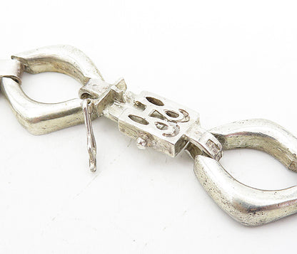 925 Sterling Silver  Vintage Smooth Open Hinge Link Chain Necklace  NE1336