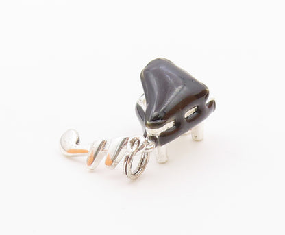 925 Sterling Silver  Vintage Enamel Coated Grand Piano Pendant  PT17529