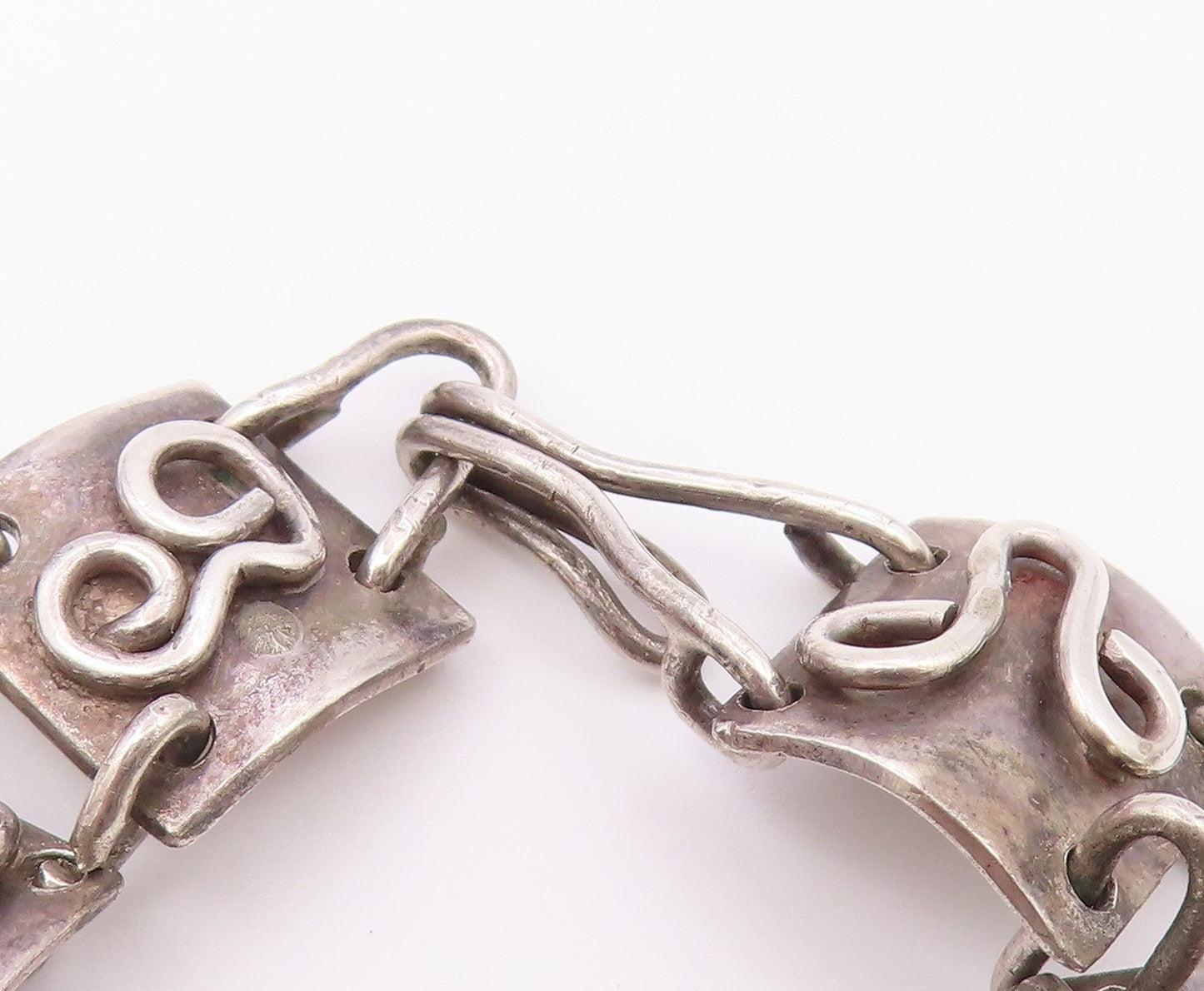 925 Sterling Silver  Vintage Turquoise Swirl Spiral Chain Bracelet  BT8929