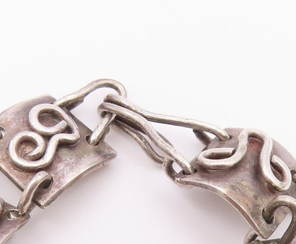 925 Sterling Silver  Vintage Turquoise Swirl Spiral Chain Bracelet  BT8929