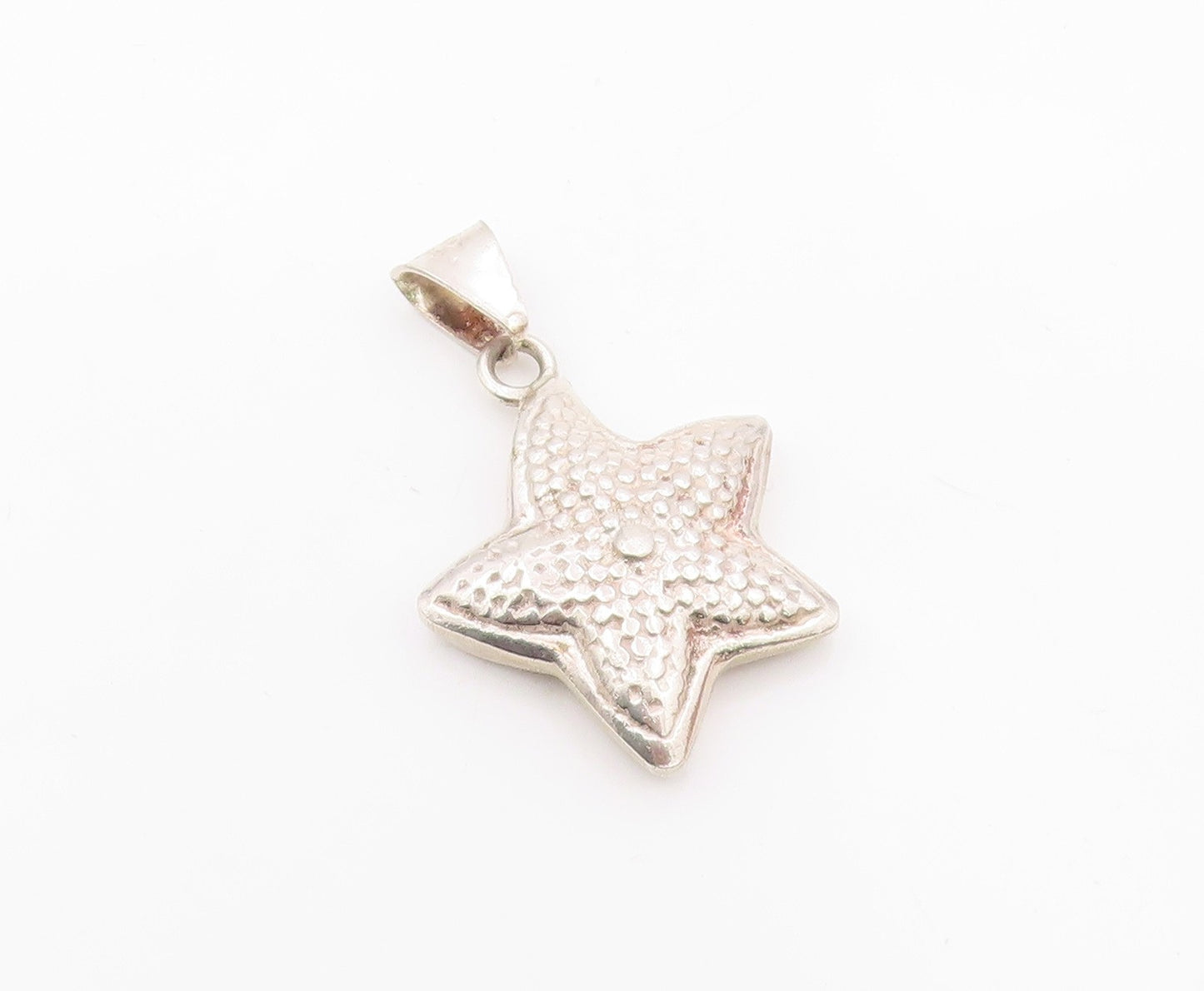 MEXICO 925 Sterling Silver  Vintage Hollow Hammered Starfish Pendant  PT18360