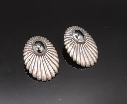 KABANA 925 Sterling Silver  Vintage Ribbed Floral Black Onyx Earrings  EG11753