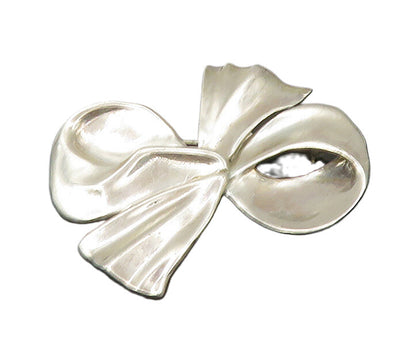 HSA 925 Sterling Silver  Vintage Shiny Bow Tied Ribbon Brooch Pin  BP8913
