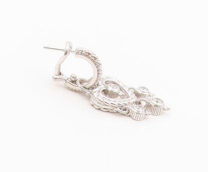 925 Sterling Silver Vintage Earrings JUDITH RIPKA CZ Love Heart Drop  EG14495