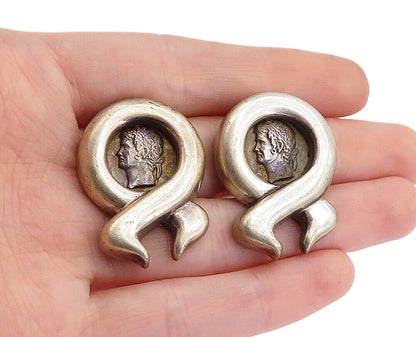 925 Sterling Silver  Vintage Antique Woman's Profile Drop Earrings  EG2610