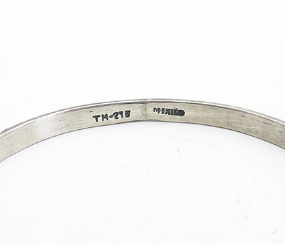 MEXICO 925 Sterling Silver  Vintage Dark Tone Etched Bangle Bracelet  BT1899
