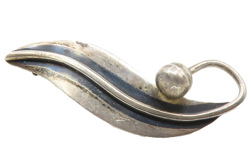 TAXCO MEXICO 925 Silver  Vintage Oxidized Floral Leaf Brooch Pin  BP4557