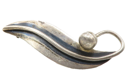 TAXCO MEXICO 925 Silver  Vintage Oxidized Floral Leaf Brooch Pin  BP4557