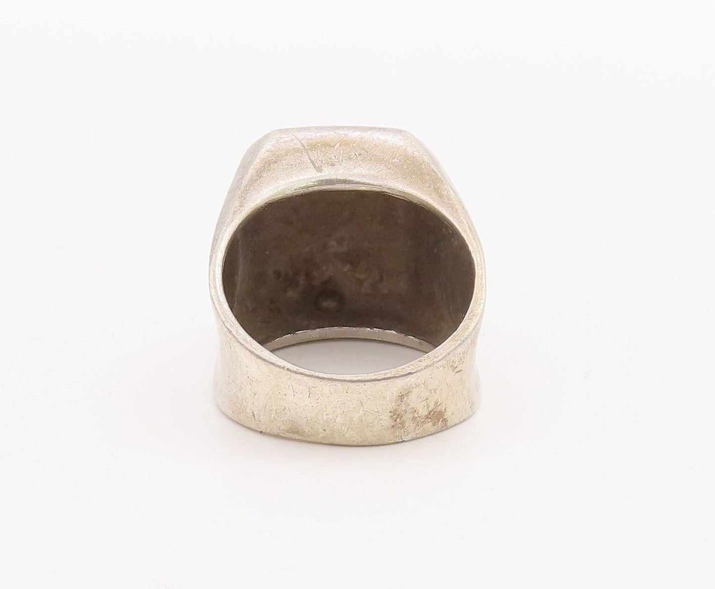 925 Sterling Silver Vintage Ring Solid Squared Hammered Effect  Sz 10  RG28910