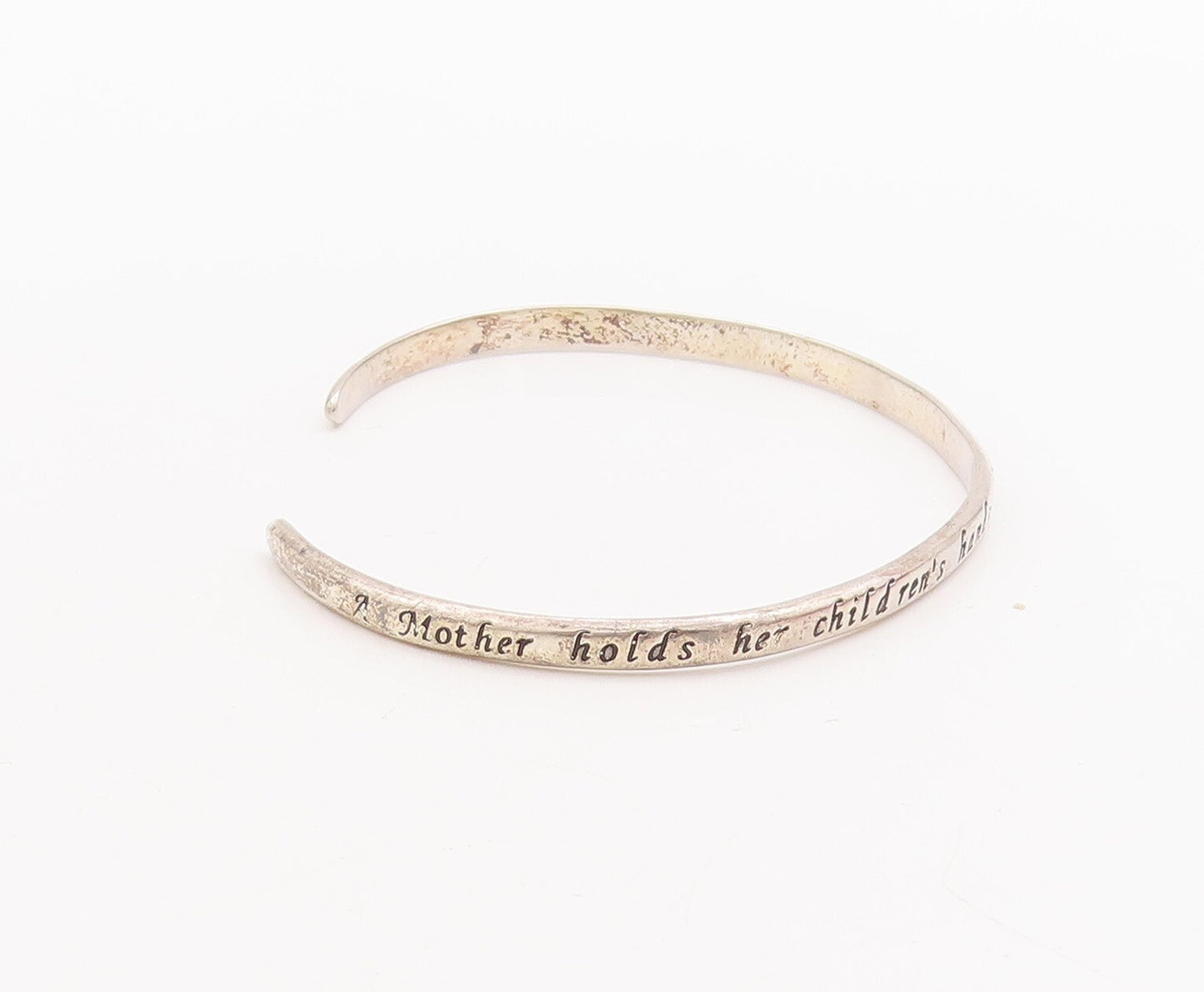 925 Sterling Silver Vintage Bracelet Solid Etched Mother's Love Cuff  BT10675