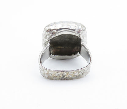 925 Sterling Silver  Vintage Hammered Square Dome Cocktail Ring Sz 5.5  RG6464