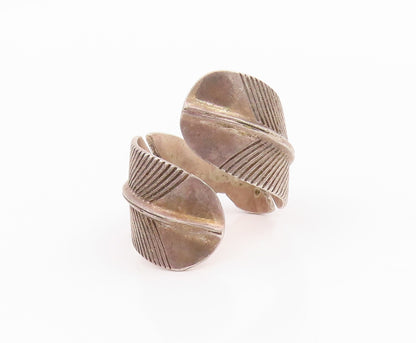 925 Sterling Silver Vintage Ring LUCKY BRAND Feathers Bypass  Sz 7.5  RG33173