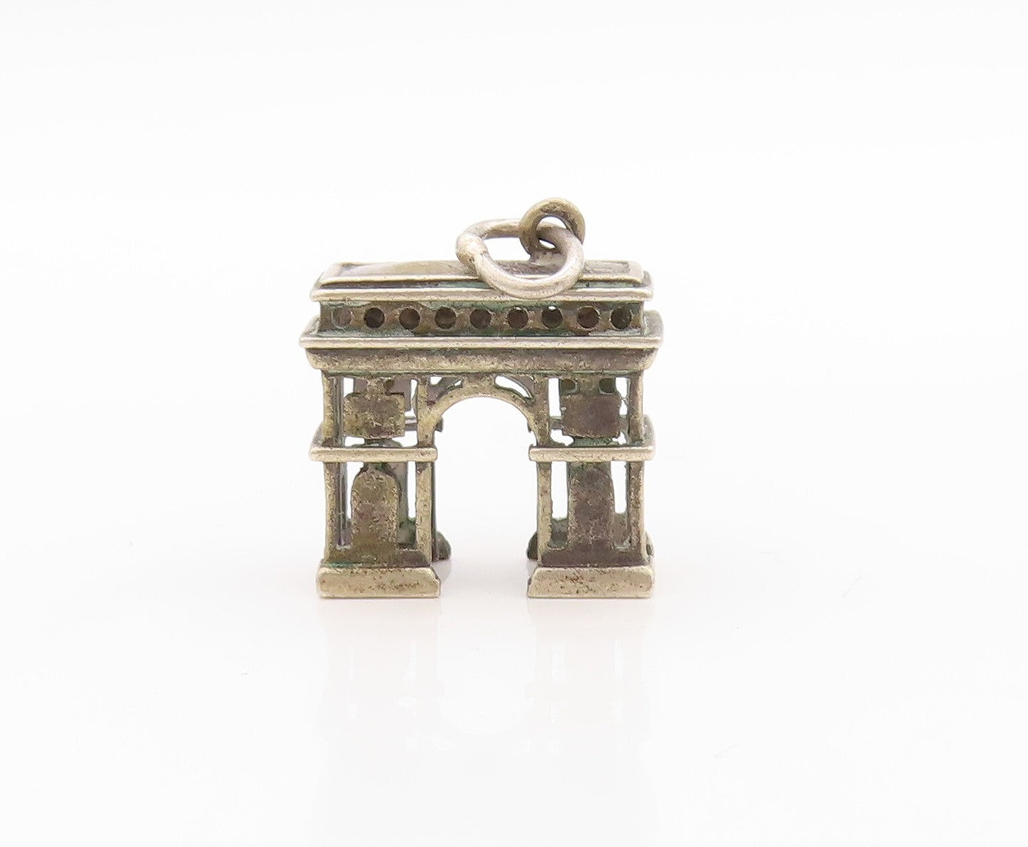 925 Sterling Silver Vintage Pendant Mini Carved Monument Charm  PT23515