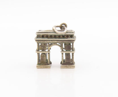 925 Sterling Silver Vintage Pendant Mini Carved Monument Charm  PT23515
