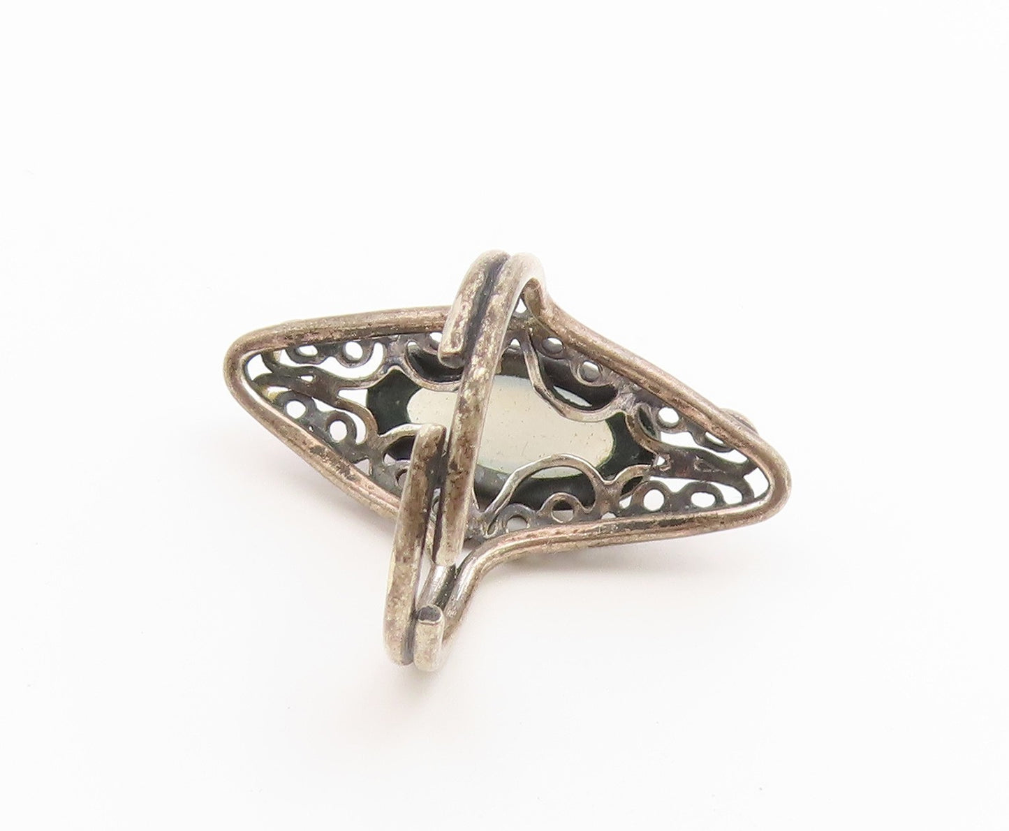 925 Sterling Silver Vintage Ring Cabochon Moonstone Filigree Band  Sz 6  RG36934