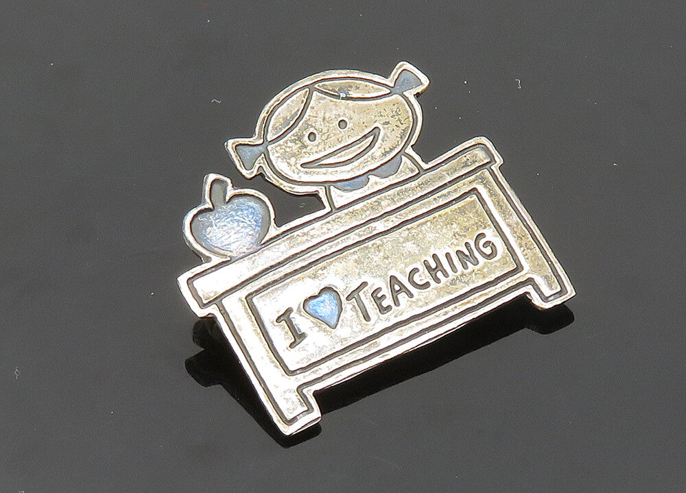 EFS MEXICO 925 Sterling Silver  Vintage Teacher At Desk Brooch Pin  BP7967
