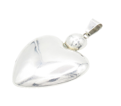 LOS BALLESTEROS 925 Silver  Vintage Shiny Hollow Love Heart Pendant  PT11981