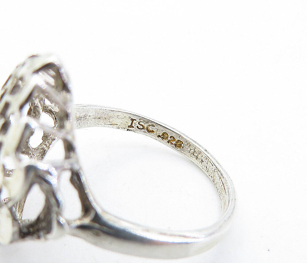 925 Sterling Silver  Vintage Shiny Diamond Cut Detail Band Ring Sz 6  RG6259