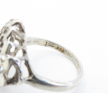 925 Sterling Silver  Vintage Shiny Diamond Cut Detail Band Ring Sz 6  RG6259