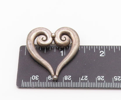 JOHANNES HANIAS 925 Silver  Vintage Swirled Love Heart Brooch Pin  BP9726