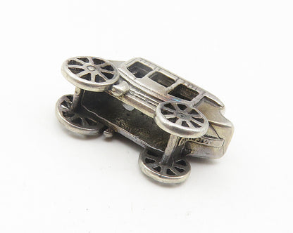 925 Sterling Silver  Vintage Dark Tone Old Fashioned Carriage Pendant  PT8764