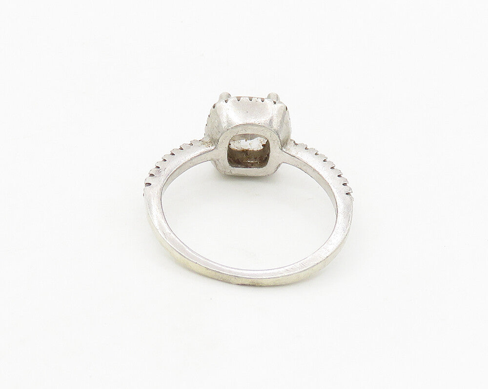 925 Sterling Silver  Vintage Cubic Zirconia Solitaire Accent Ring Sz 8 RG17951