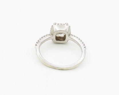 925 Sterling Silver  Vintage Cubic Zirconia Solitaire Accent Ring Sz 8 RG17951