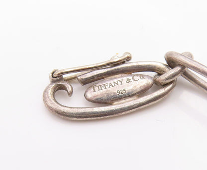 TIFFANY 925 Silver  Vintage Smooth Open Love Heart Chain Bracelet  BT7215