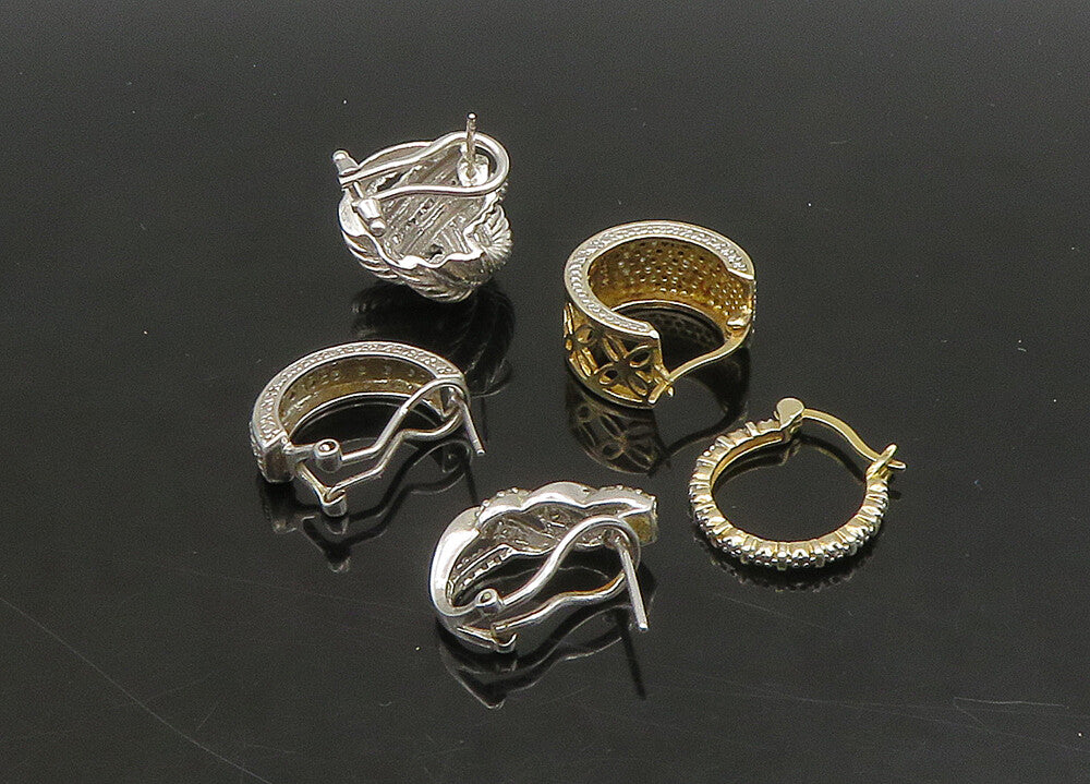 925 Sterling Silver  Vintage Genuine Diamonds Lot Single Earrings  EG11241