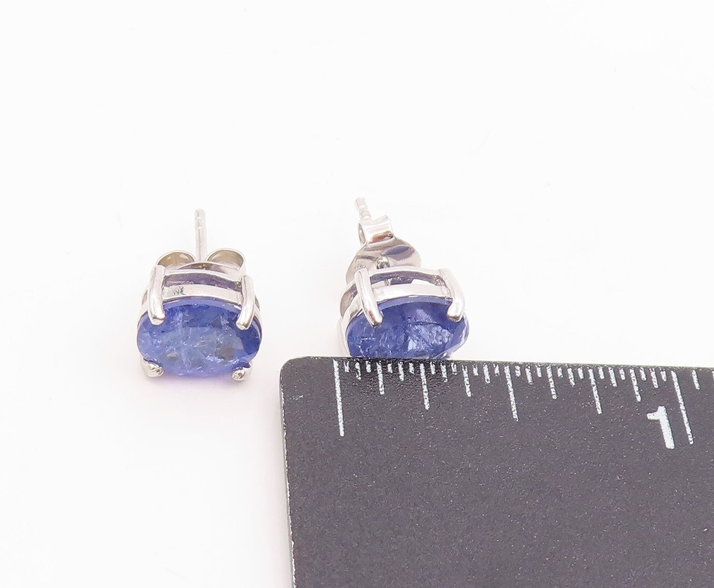 925 Sterling Silver Vintage Earrings Minimalist Oval Cut Tanzanite Studs EG14009