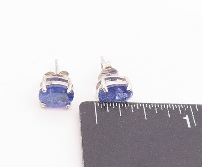 925 Sterling Silver Vintage Earrings Minimalist Oval Cut Tanzanite Studs EG14009