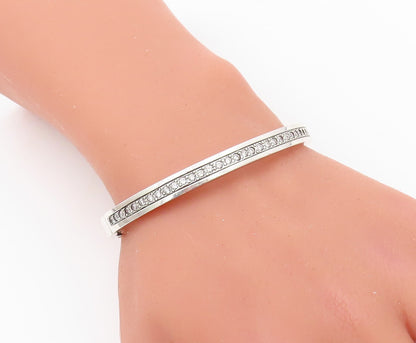925 Sterling Silver Vintage Bracelet Minimalist Topaz Inlay Bangle  BT10811