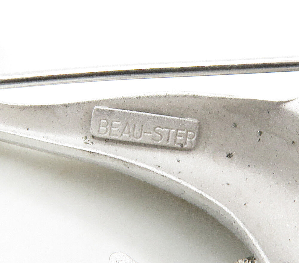BEAU 925 Sterling Silver  Vintage Shiny Matte Dolphin Motif Brooch Pin  BP6507
