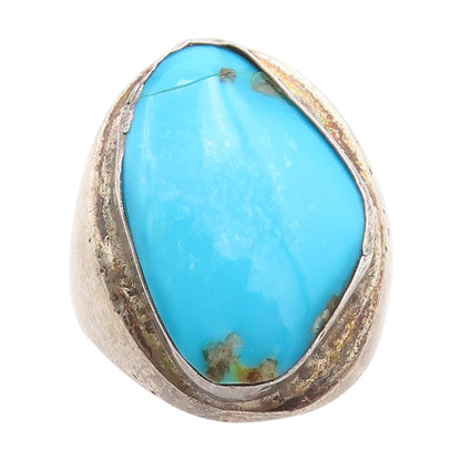 925 Sterling Silver Vintage Ring NAVAJO ZUNI Turquoise Band  Sz 11.5  RG34809