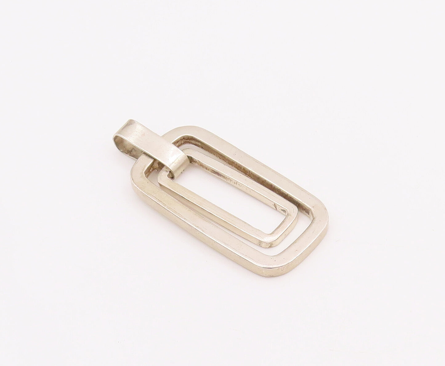 925 Sterling Silver Vintage Pendant Double Dangling Cutout Rectangles   PT22874