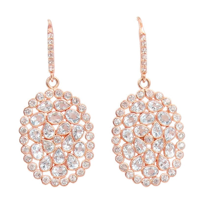 925 Sterling Silver Vintage Earrings Gold Plated Elegant Topaz Cluster  EG14045