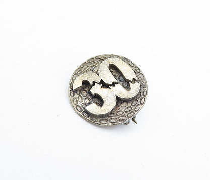 925 Sterling Silver  Vintage Dark Tone Etched Detail 30 Brooch Pin  BP1275