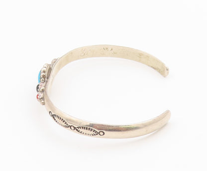 925 Sterling Silver Vintage Bracelet RICHARD BEGAY NAVAJO Multi Gemstone BT12166