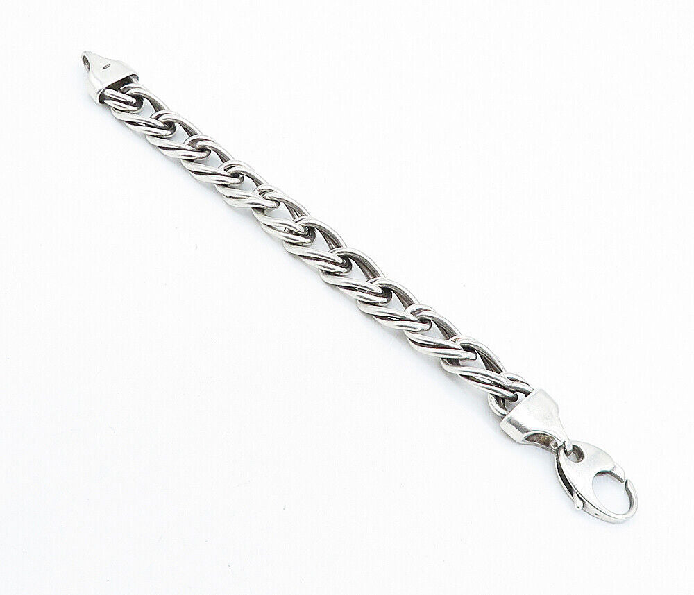 925 Sterling Silver  Vintage Shiny Double Twist Link Chain Bracelet  BT2286