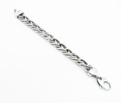 925 Sterling Silver  Vintage Shiny Double Twist Link Chain Bracelet  BT2286