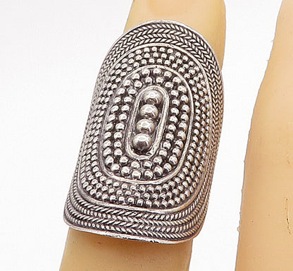 925 Sterling Silver  Vintage Wheat Detail Full Finger Band Ring Sz 5  RG8100