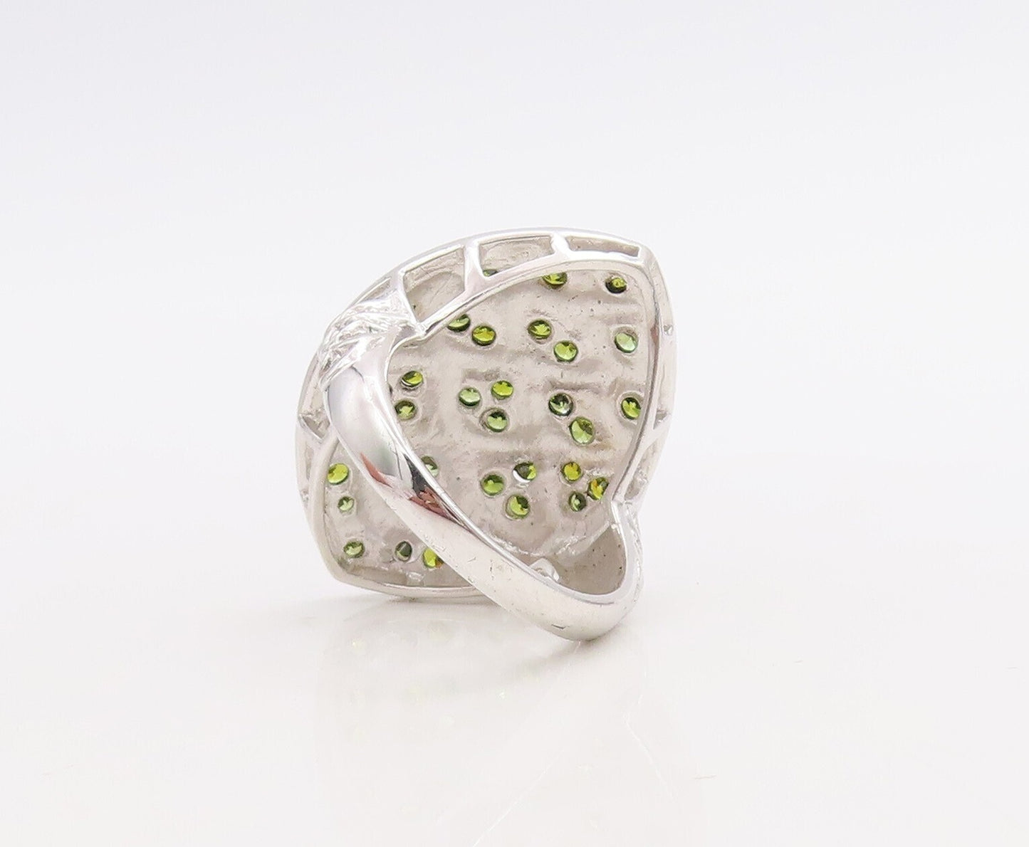 925 Sterling Silver Vintage Ring Designer Carved Yellow Sapphire  Sz 7  RG30561