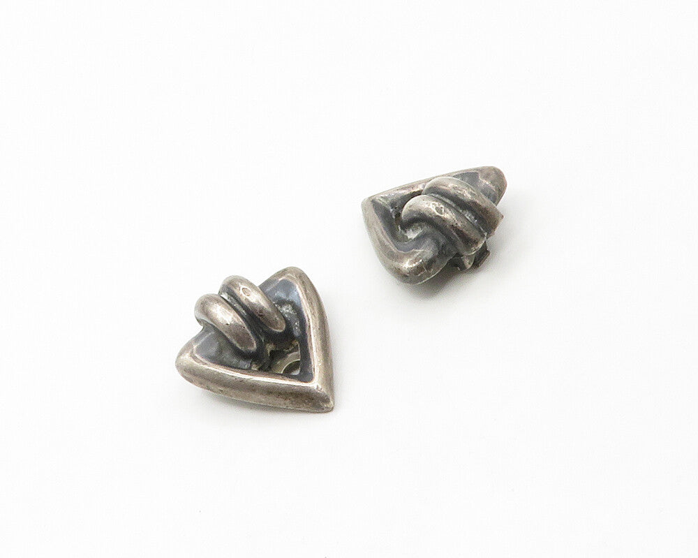 925 Sterling Silver  Vintage Modernist Dark Tone Non Pierce Earrings  EG8760