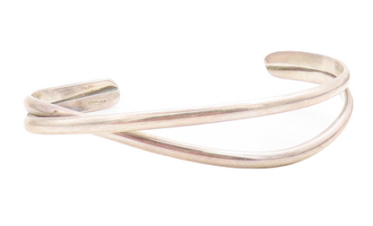 925 Sterling Silver  Vintage Shiny Split Shank Design Cuff Bracelet  BT2418