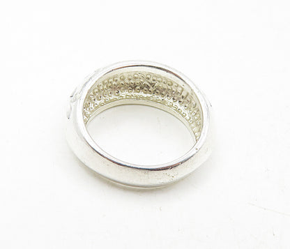925 Sterling Silver Shiny Diamond Cut Floral Pattern Band Ring Sz 6  RG9200