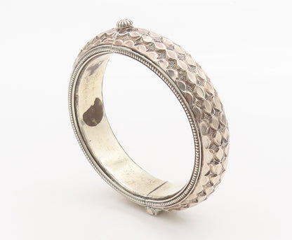 925 Sterling Silver Vintage Bracelet Etched Eye Link Pattern Screw Lock  BT10309