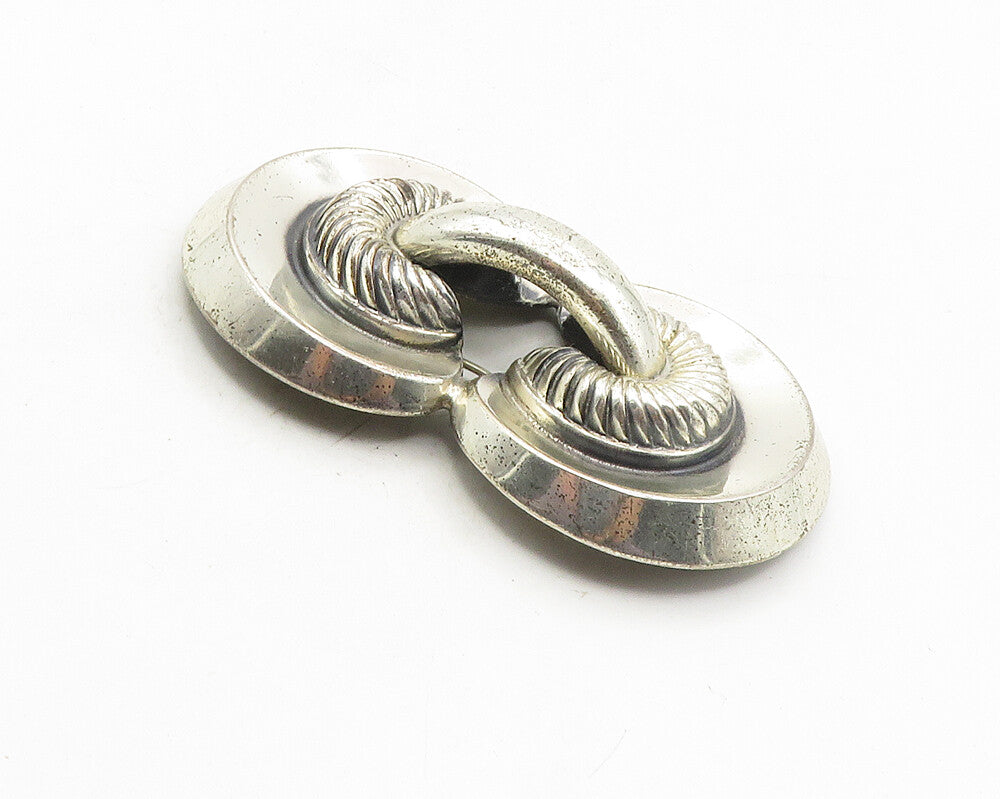 MONET 925 Sterling Silver  Vintage Shiny Fluted Detail Brooch Pin  BP4041