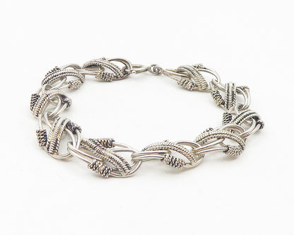 925 Sterling Silver  Vintage Shiny Rope Twist Wrapped Chain Bracelet  BT4579
